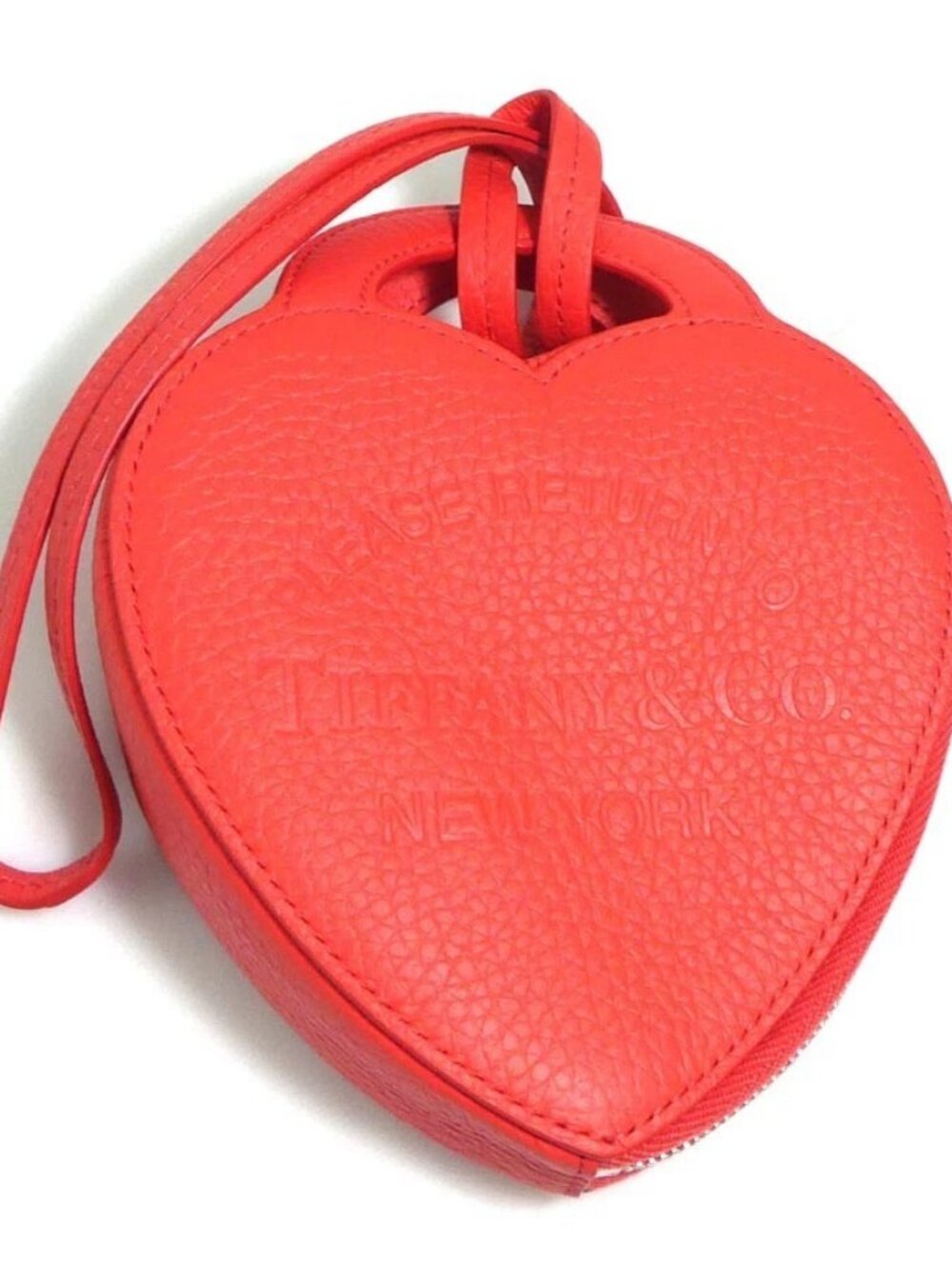 TIFFANY&Co. Return to Tiffany Coin Purse Case Red Leather